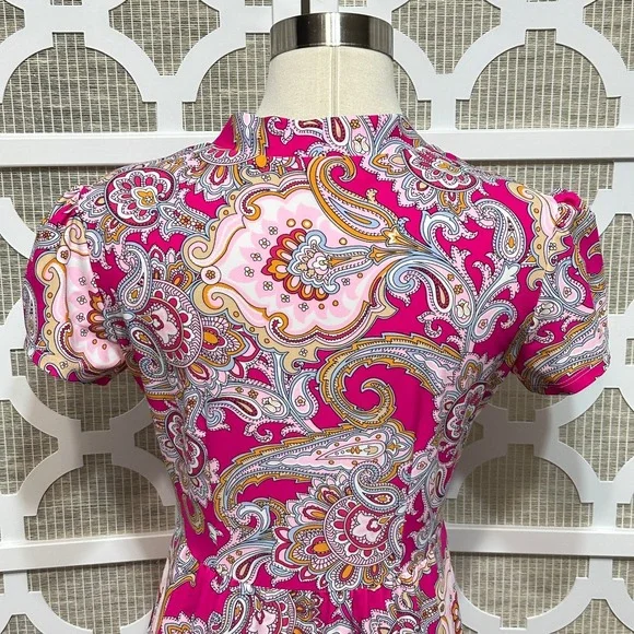 Jude Connally Libby Midi Dress Womens XS Paisley Tiered Short Sleeve Jude Cloth - Picture 6 of 10